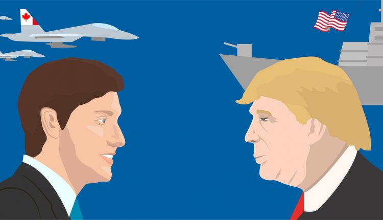 Trudeau facing Trump illustration